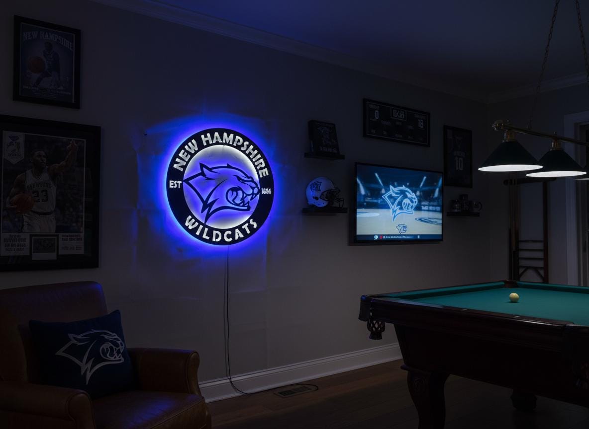 New Hampshire Wildcats Wall Art - NCAA College Game Room Decor Gift