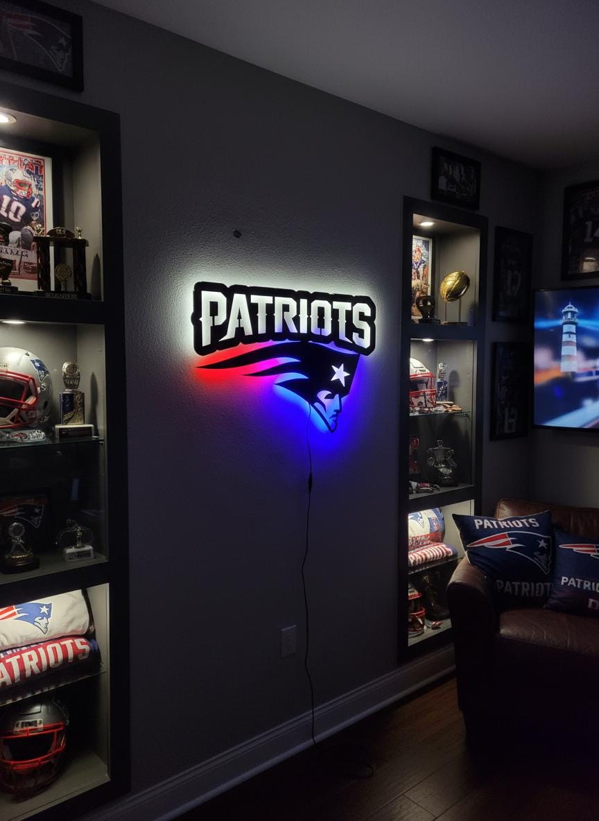 New England Patriots Wall Art - Team Logo NFL Football Fan Decor