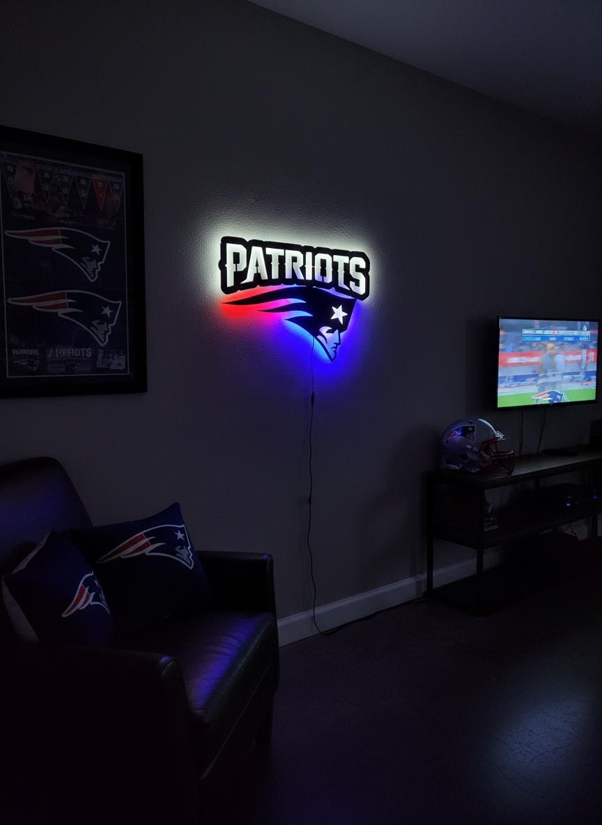 New England Patriots Wall Art - Team Logo NFL Football Fan Decor