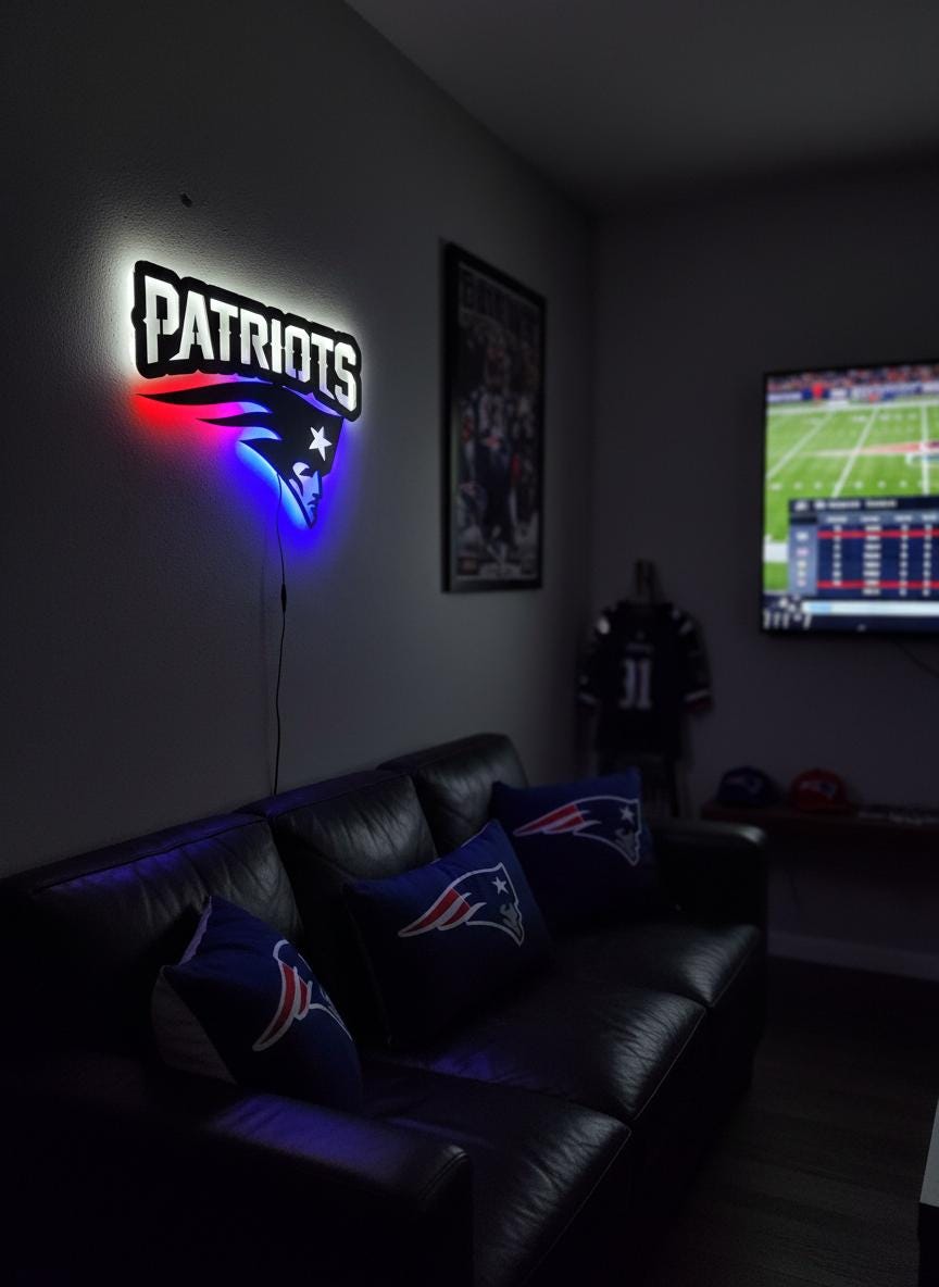 New England Patriots Wall Art - Team Logo NFL Football Fan Decor