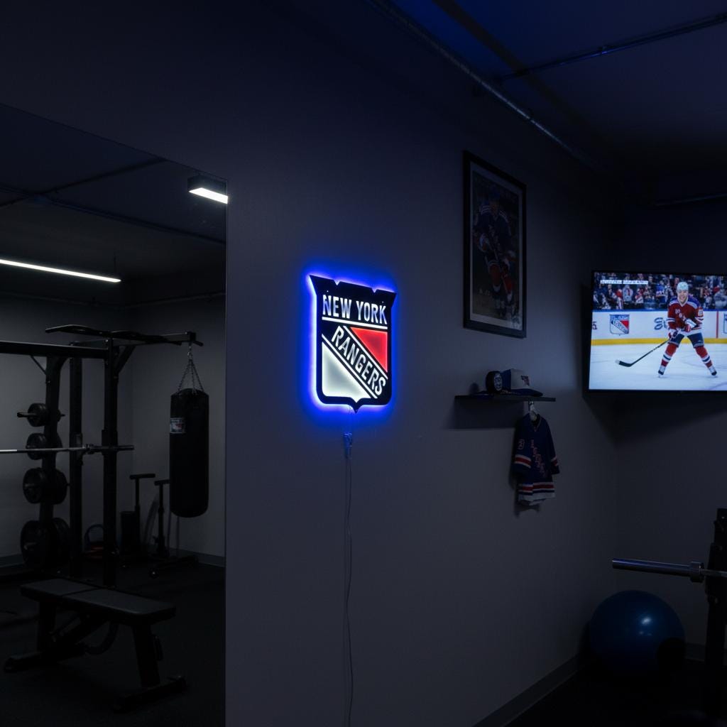 New York Rangers Wall Art - Team Logo Hockey Fan Gift - Game Room Decor