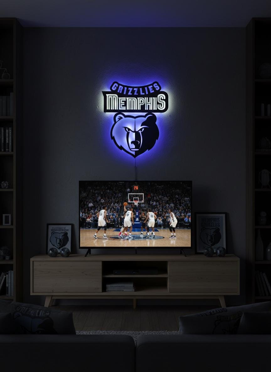Memphis Grizzlies Wall Art - Team Logo Game Room Decor for NBA Fans