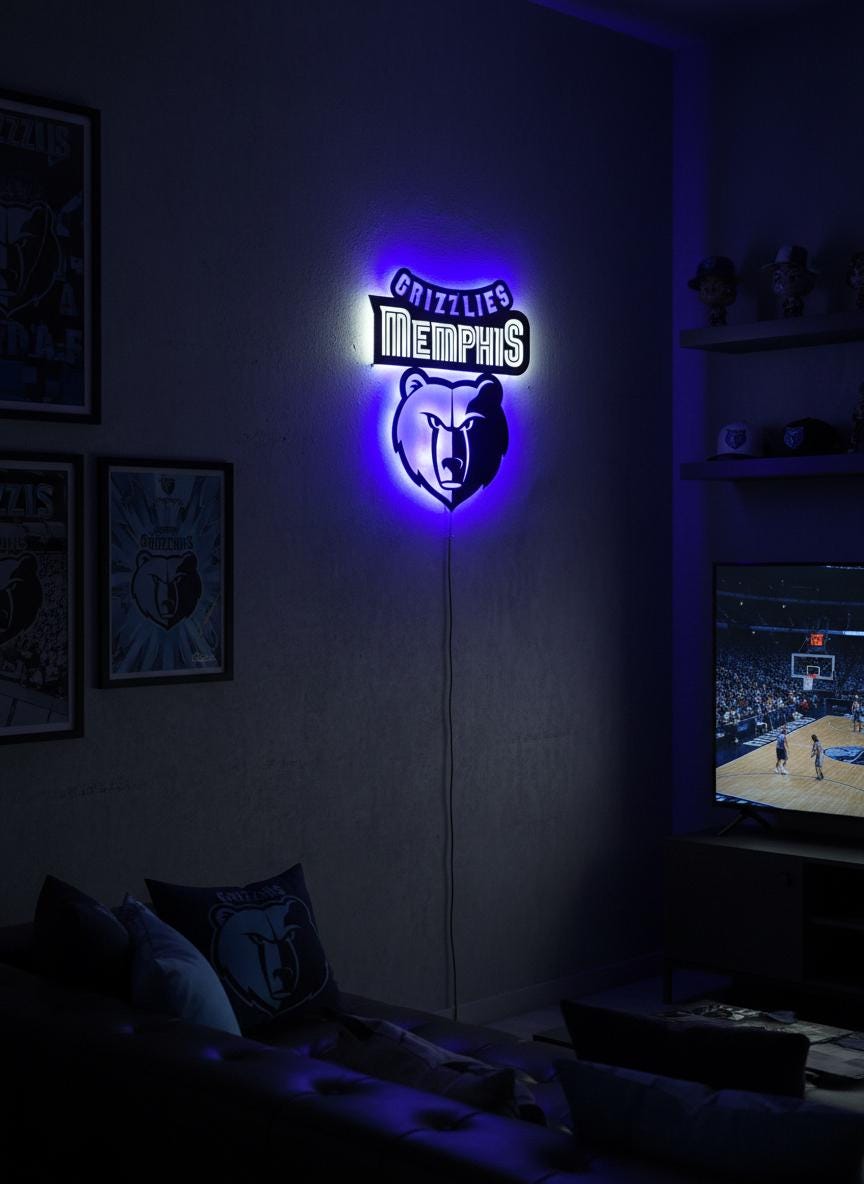 Memphis Grizzlies Wall Art - Team Logo Game Room Decor for NBA Fans