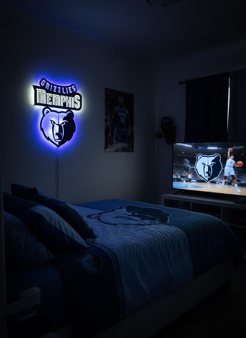 Memphis Grizzlies Wall Art - Team Logo Game Room Decor for NBA Fans