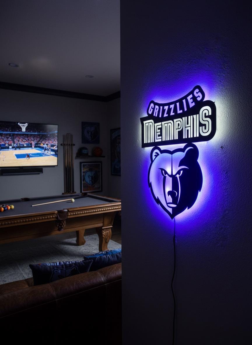Memphis Grizzlies Wall Art - Team Logo Game Room Decor for NBA Fans
