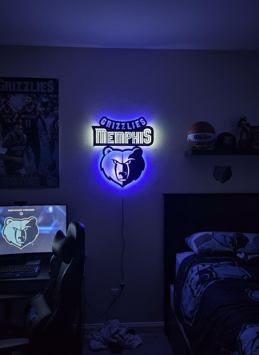 Memphis Grizzlies Wall Art - Team Logo Game Room Decor for NBA Fans