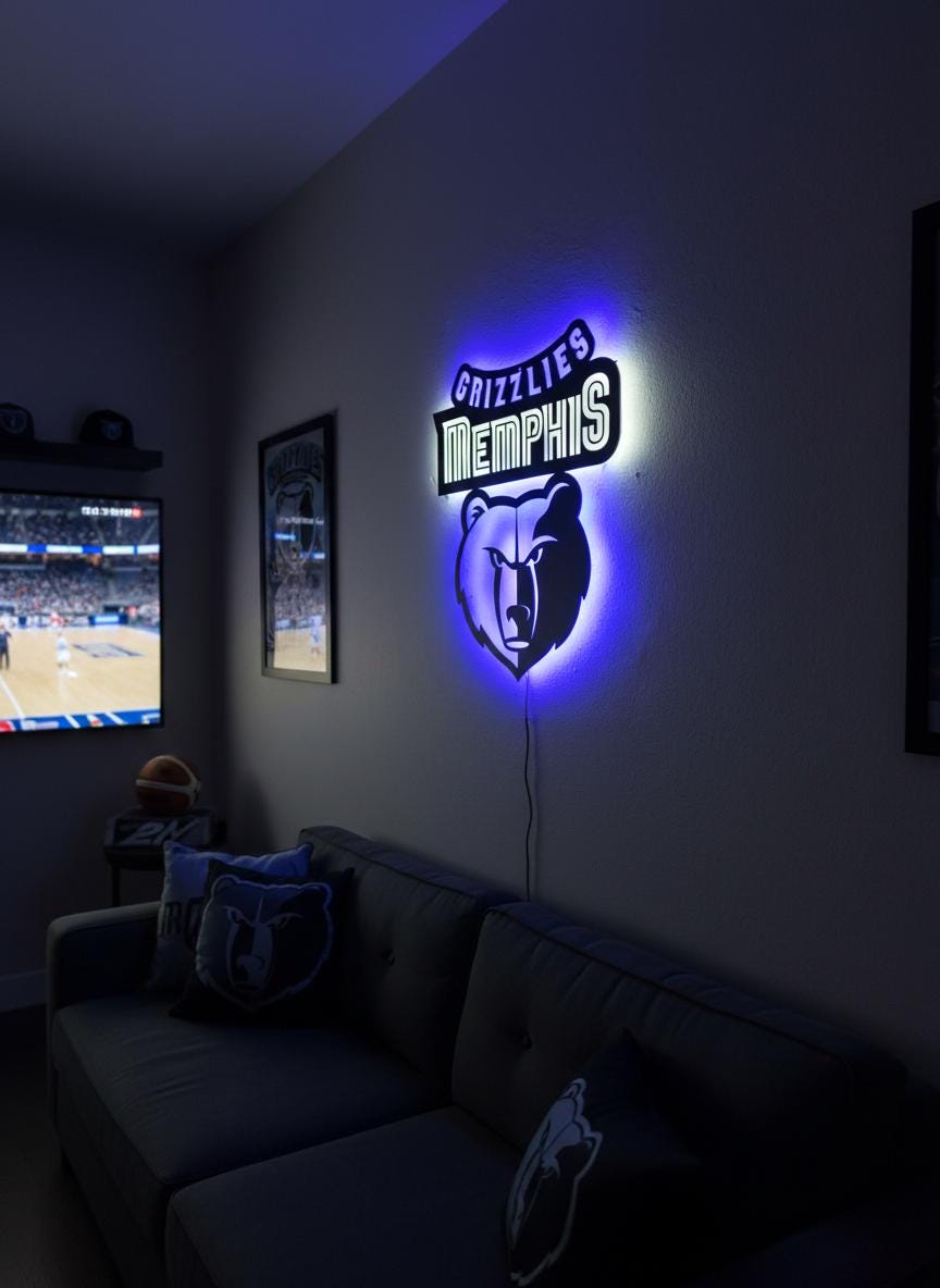 Memphis Grizzlies Wall Art - Team Logo Game Room Decor for NBA Fans