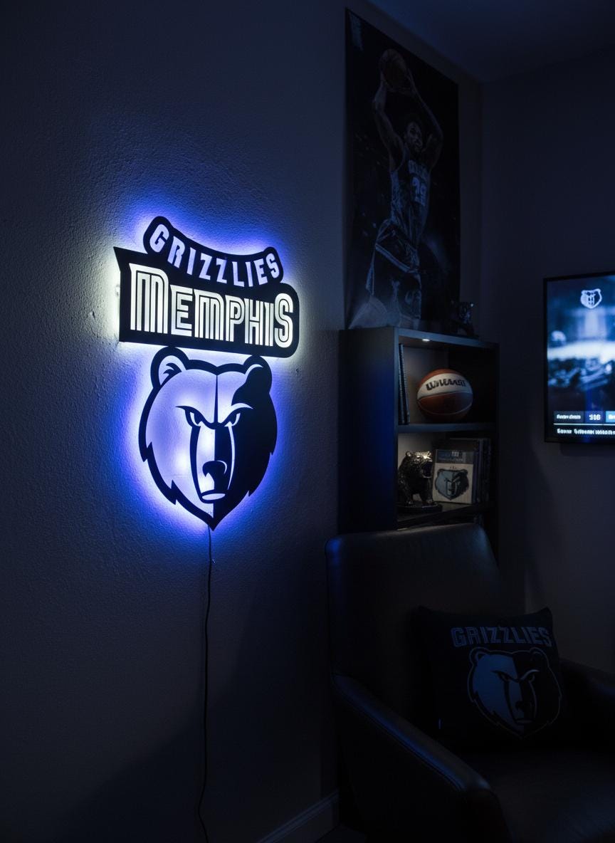 Memphis Grizzlies Wall Art - Team Logo Game Room Decor for NBA Fans