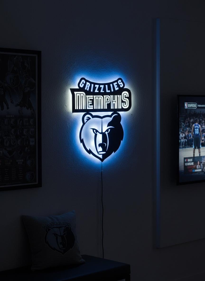 Memphis Grizzlies Wall Art - Team Logo Game Room Decor for NBA Fans