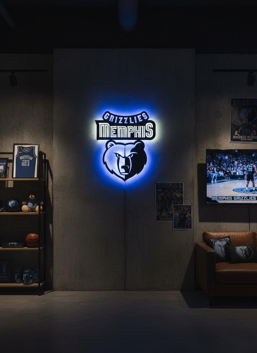 Memphis Grizzlies Wall Art - Team Logo Game Room Decor for NBA Fans