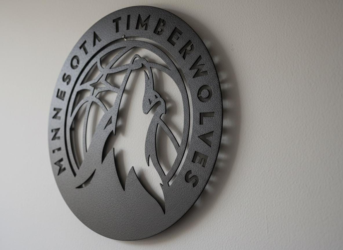 NBA Wall Art - Minnesota Timberwolves Team Logo Game Room Decor
