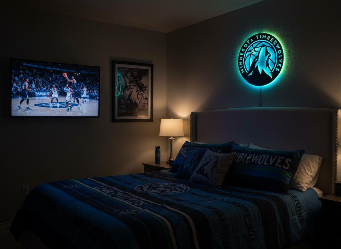 NBA Wall Art - Minnesota Timberwolves Team Logo Game Room Decor
