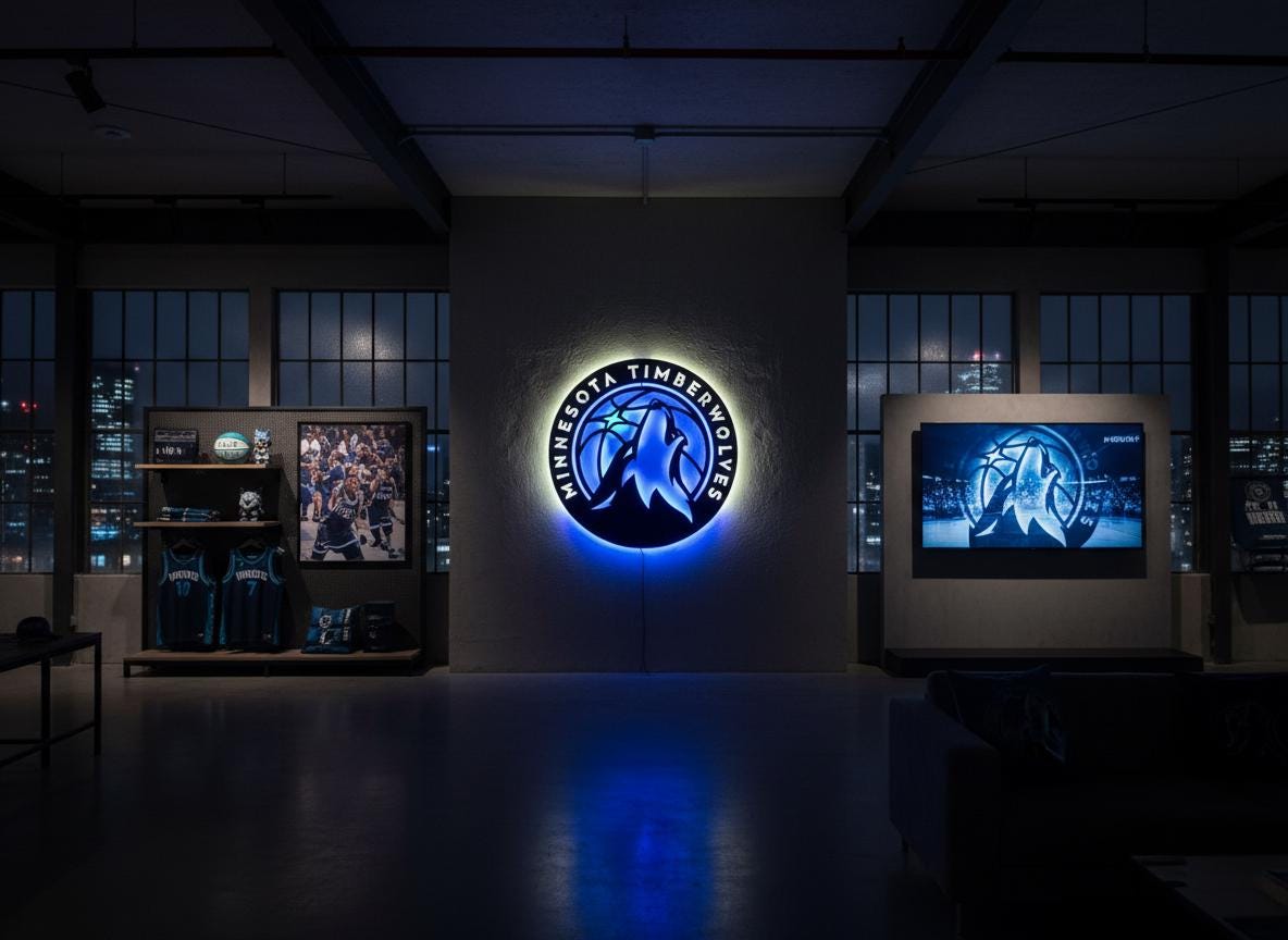 NBA Wall Art - Minnesota Timberwolves Team Logo Game Room Decor