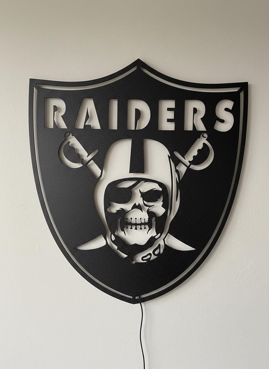 Las Vegas Raiders Sign - Team Logo Man Cave Decor & Sports Fan Gift