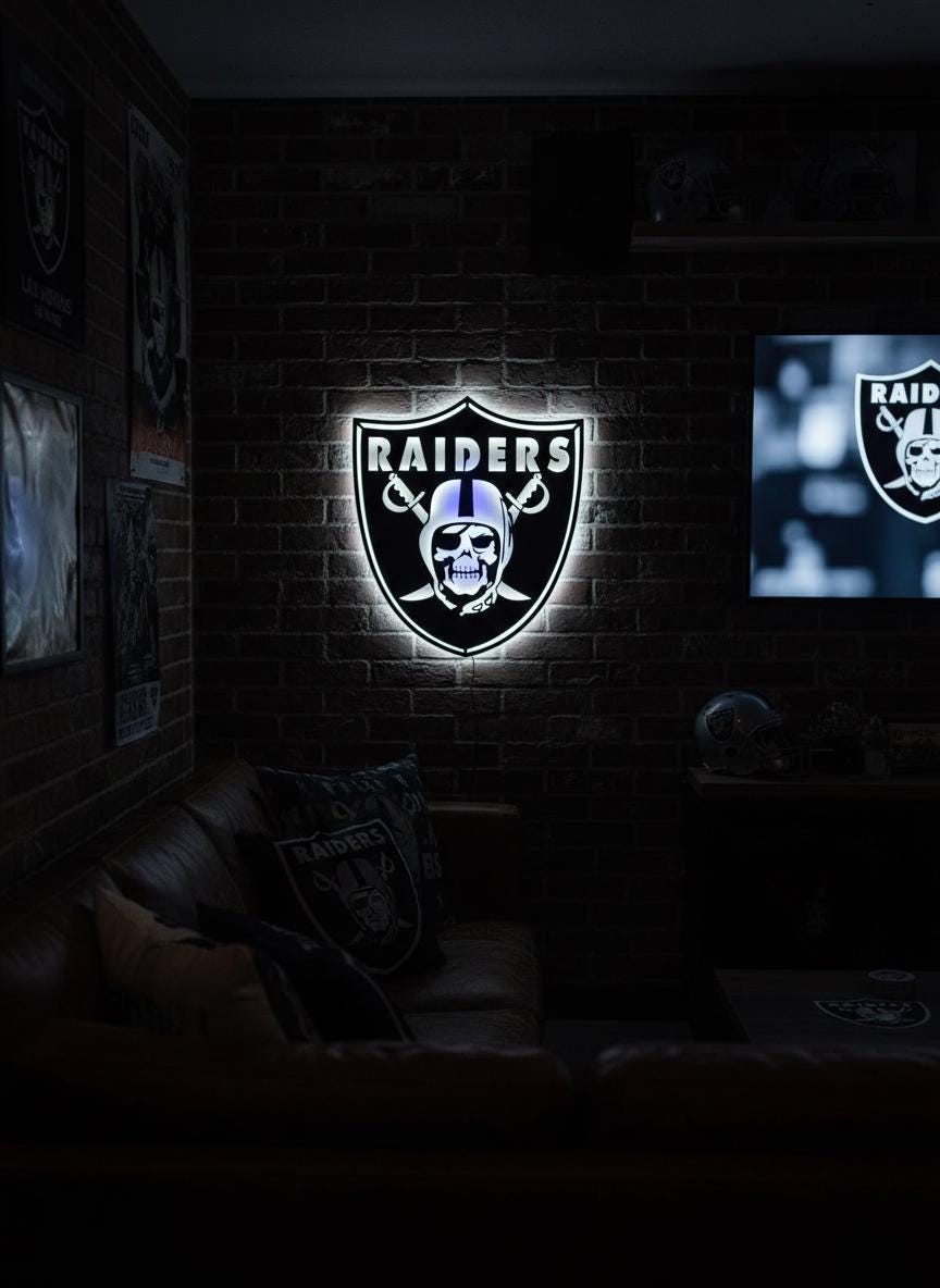 Las Vegas Raiders Sign - Team Logo Man Cave Decor & Sports Fan Gift