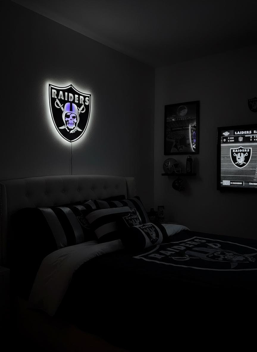 Las Vegas Raiders Sign - Team Logo Man Cave Decor & Sports Fan Gift