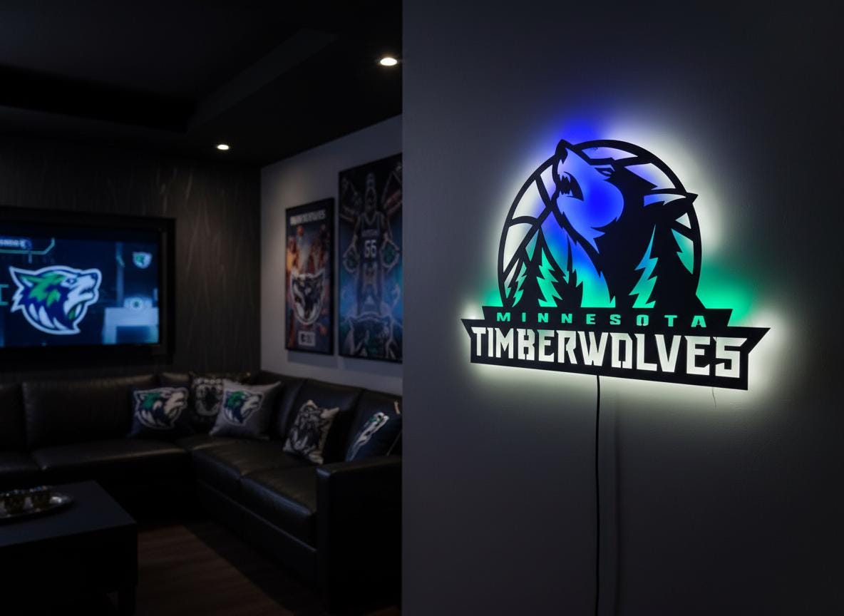 NBA Wall Art - Minnesota Timberwolves Logo Decor for Game Room