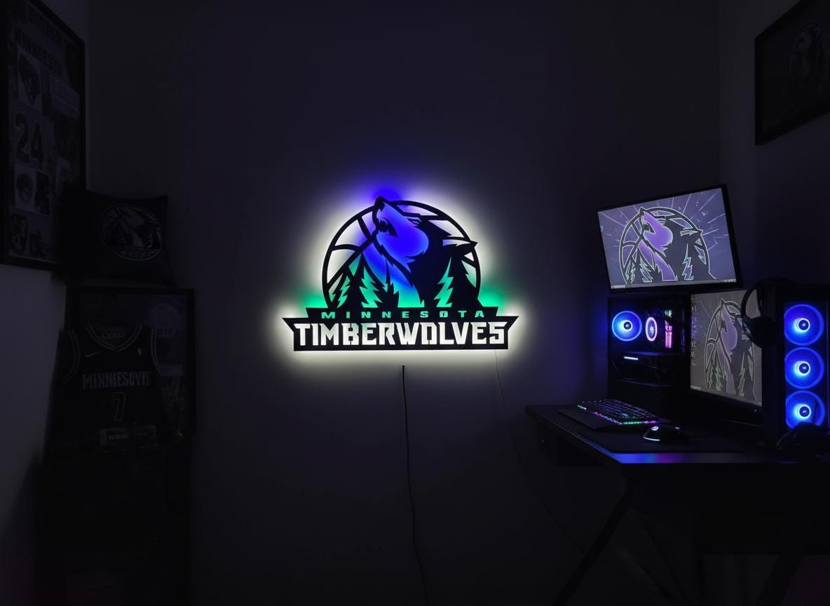 NBA Wall Art - Minnesota Timberwolves Logo Decor for Game Room