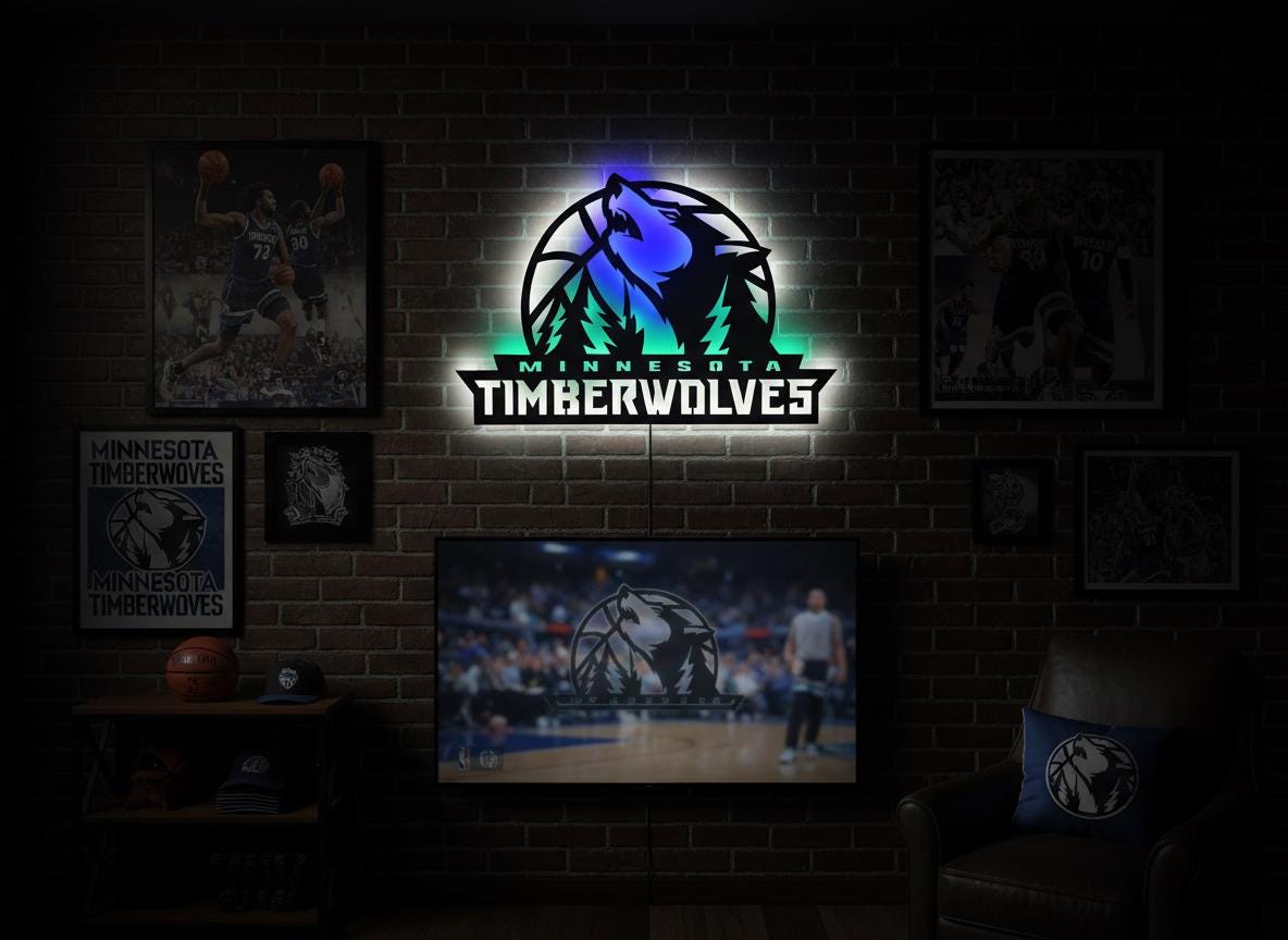 NBA Wall Art - Minnesota Timberwolves Logo Decor for Game Room