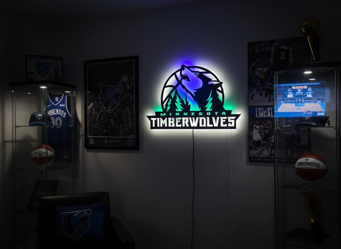 NBA Wall Art - Minnesota Timberwolves Logo Decor for Game Room
