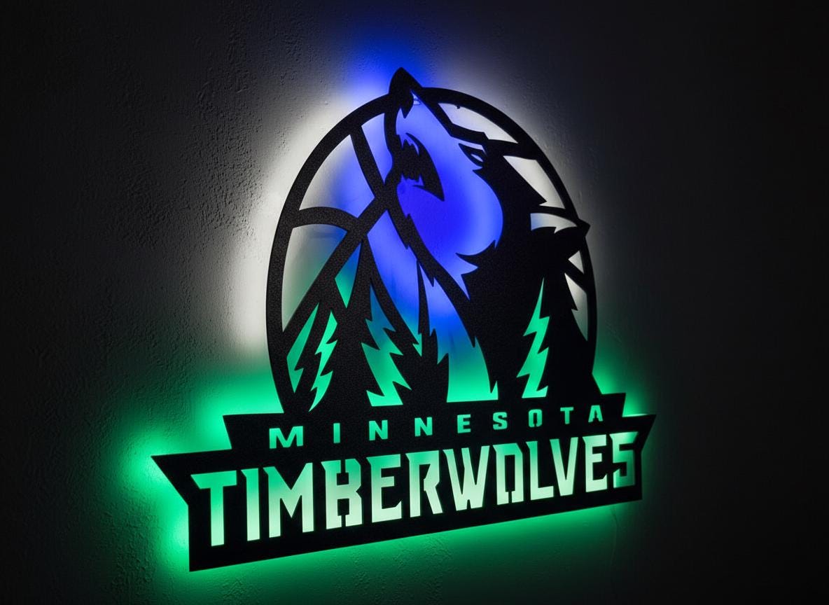 NBA Wall Art - Minnesota Timberwolves Logo Decor for Game Room