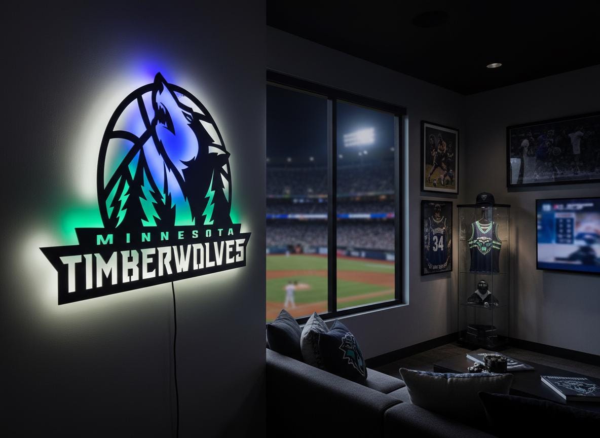 NBA Wall Art - Minnesota Timberwolves Logo Decor for Game Room