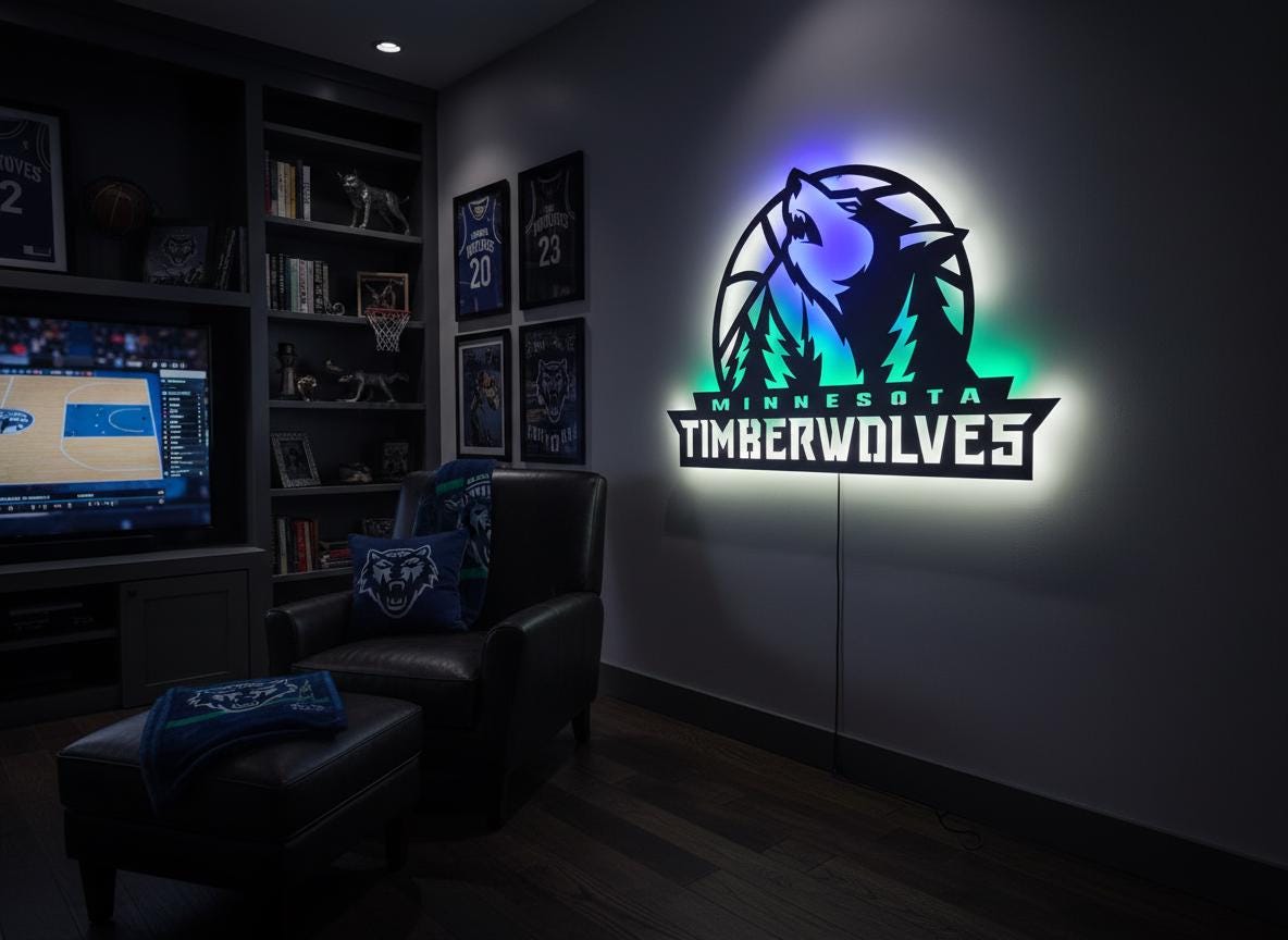 NBA Wall Art - Minnesota Timberwolves Logo Decor for Game Room