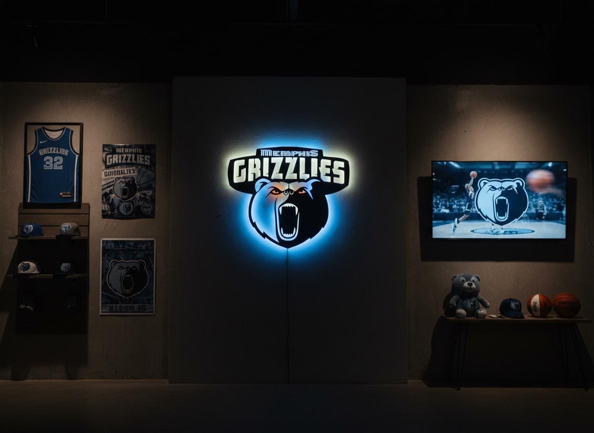 Memphis Grizzlies Wall Art - NBA Team Logo Decor for Game Room Gift