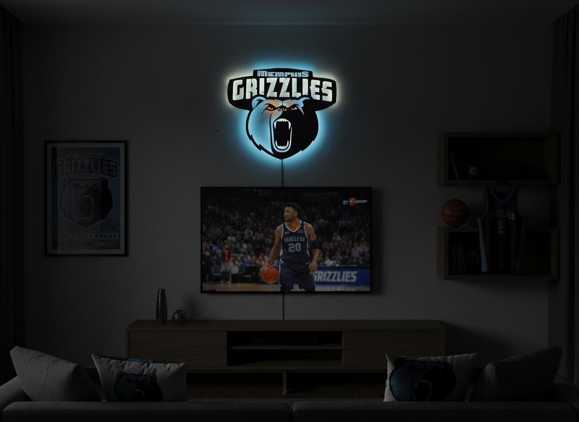 Memphis Grizzlies Wall Art - NBA Team Logo Decor for Game Room Gift