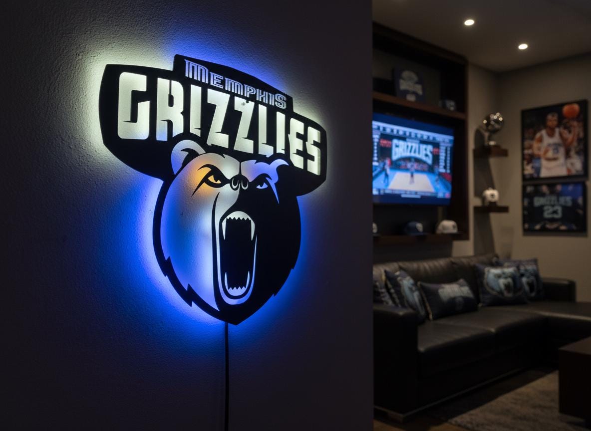 Memphis Grizzlies Wall Art - NBA Team Logo Decor for Game Room Gift