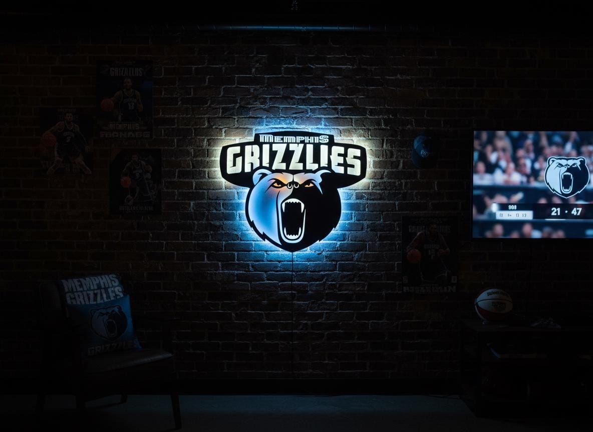 Memphis Grizzlies Wall Art - NBA Team Logo Decor for Game Room Gift