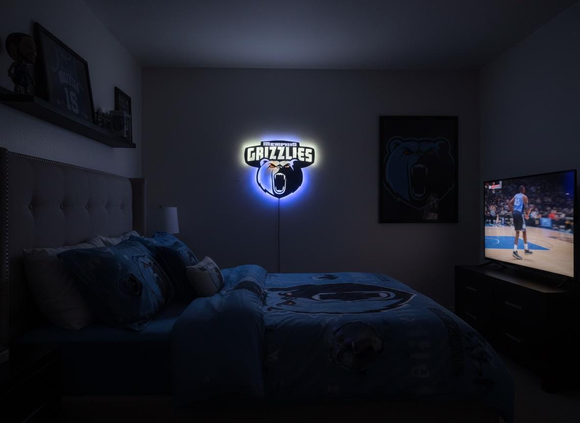 Memphis Grizzlies Wall Art - NBA Team Logo Decor for Game Room Gift