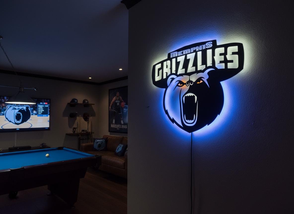 Memphis Grizzlies Wall Art - NBA Team Logo Decor for Game Room Gift