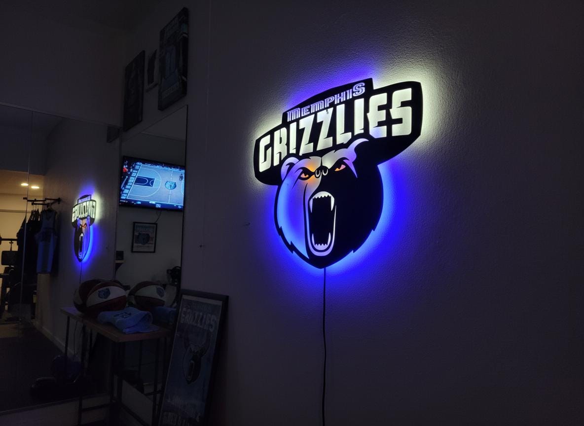 Memphis Grizzlies Wall Art - NBA Team Logo Decor for Game Room Gift