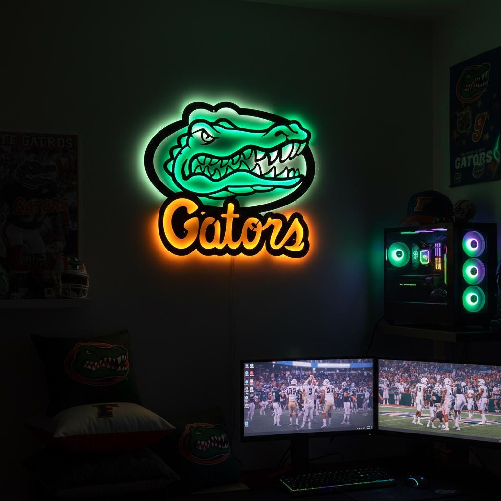 Florida Gators Wall Art - NCAA College Football Game Room Decor Gift