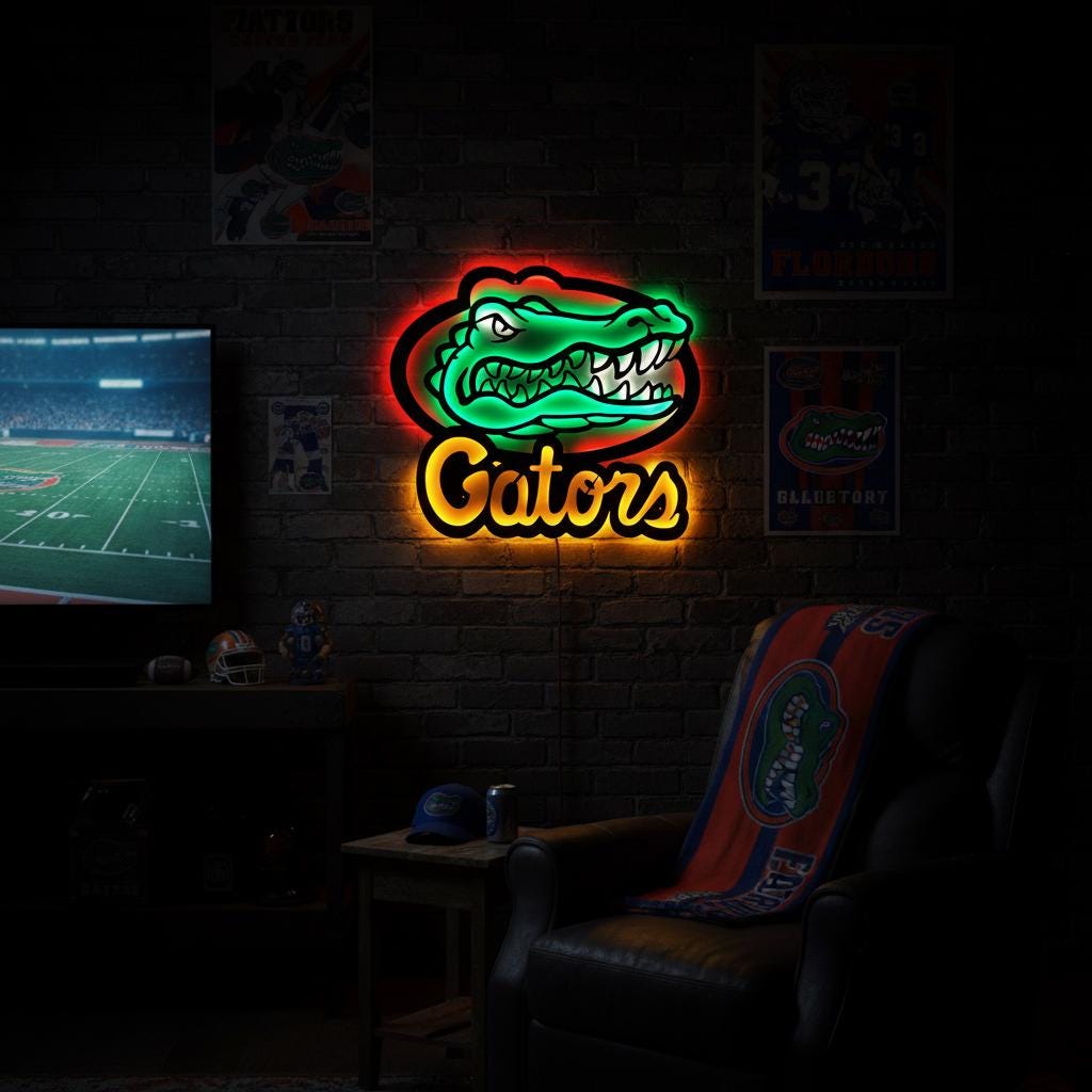 Florida Gators Wall Art - NCAA College Football Game Room Decor Gift