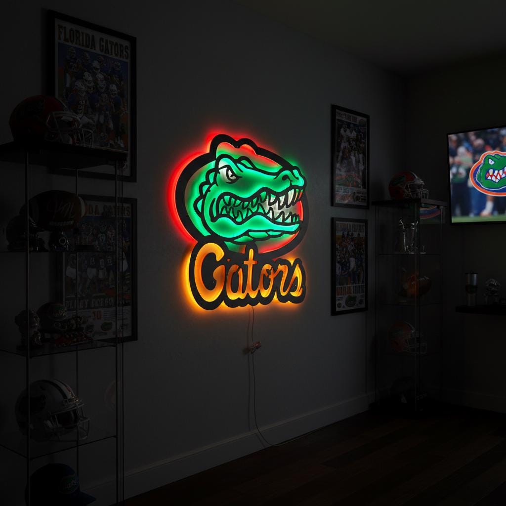 Florida Gators Wall Art - NCAA College Football Game Room Decor Gift