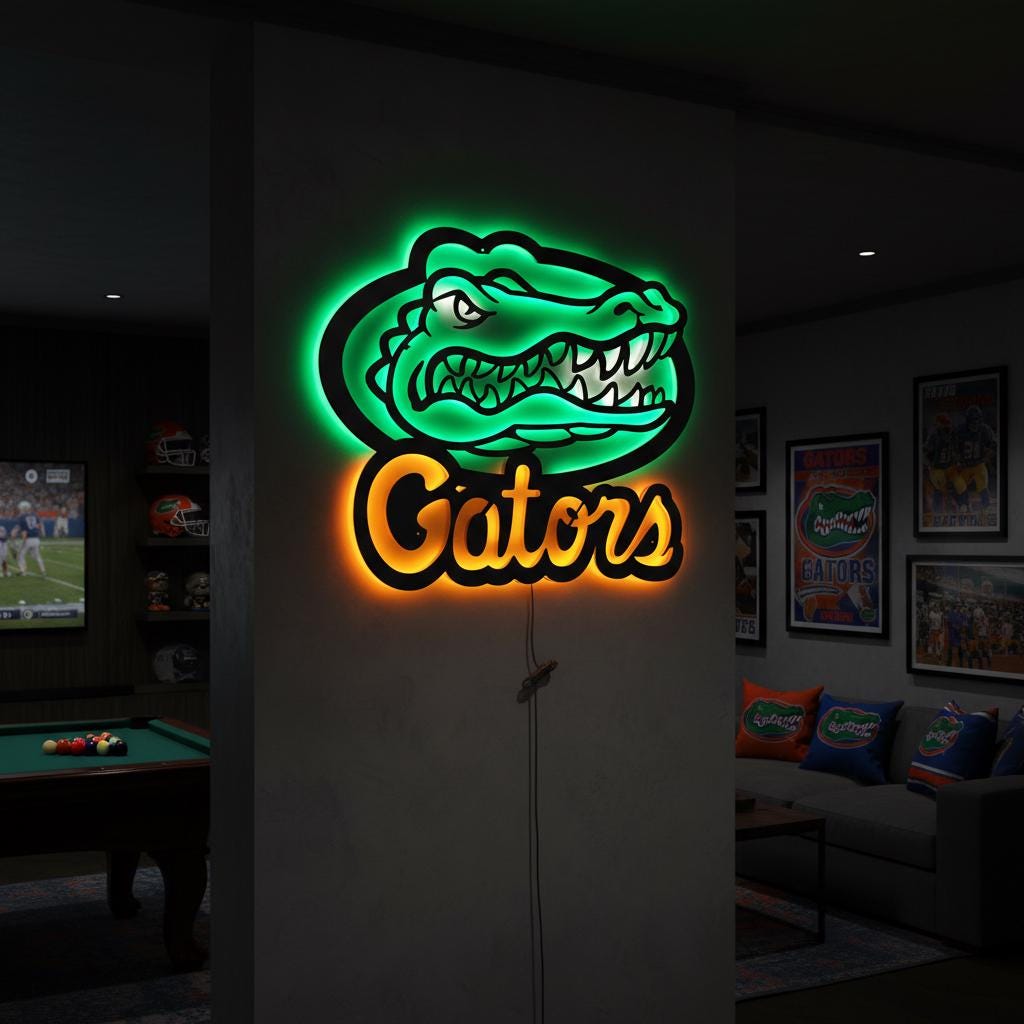 Florida Gators Wall Art - NCAA College Football Game Room Decor Gift