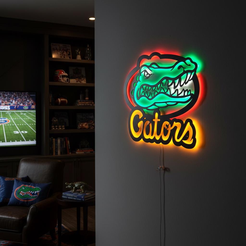Florida Gators Wall Art - NCAA College Football Game Room Decor Gift