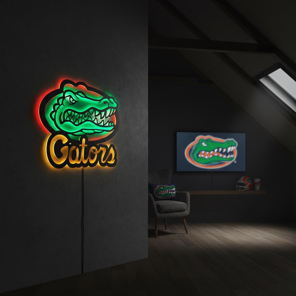 Florida Gators Wall Art - NCAA College Football Game Room Decor Gift
