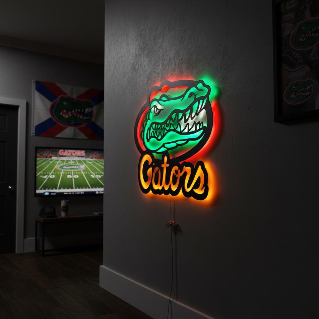 Florida Gators Wall Art - NCAA College Football Game Room Decor Gift