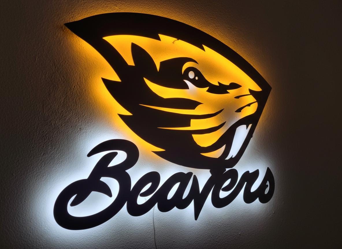 Oregon State Beavers Wall Art - Official OSU Team Logo Game Room Decor