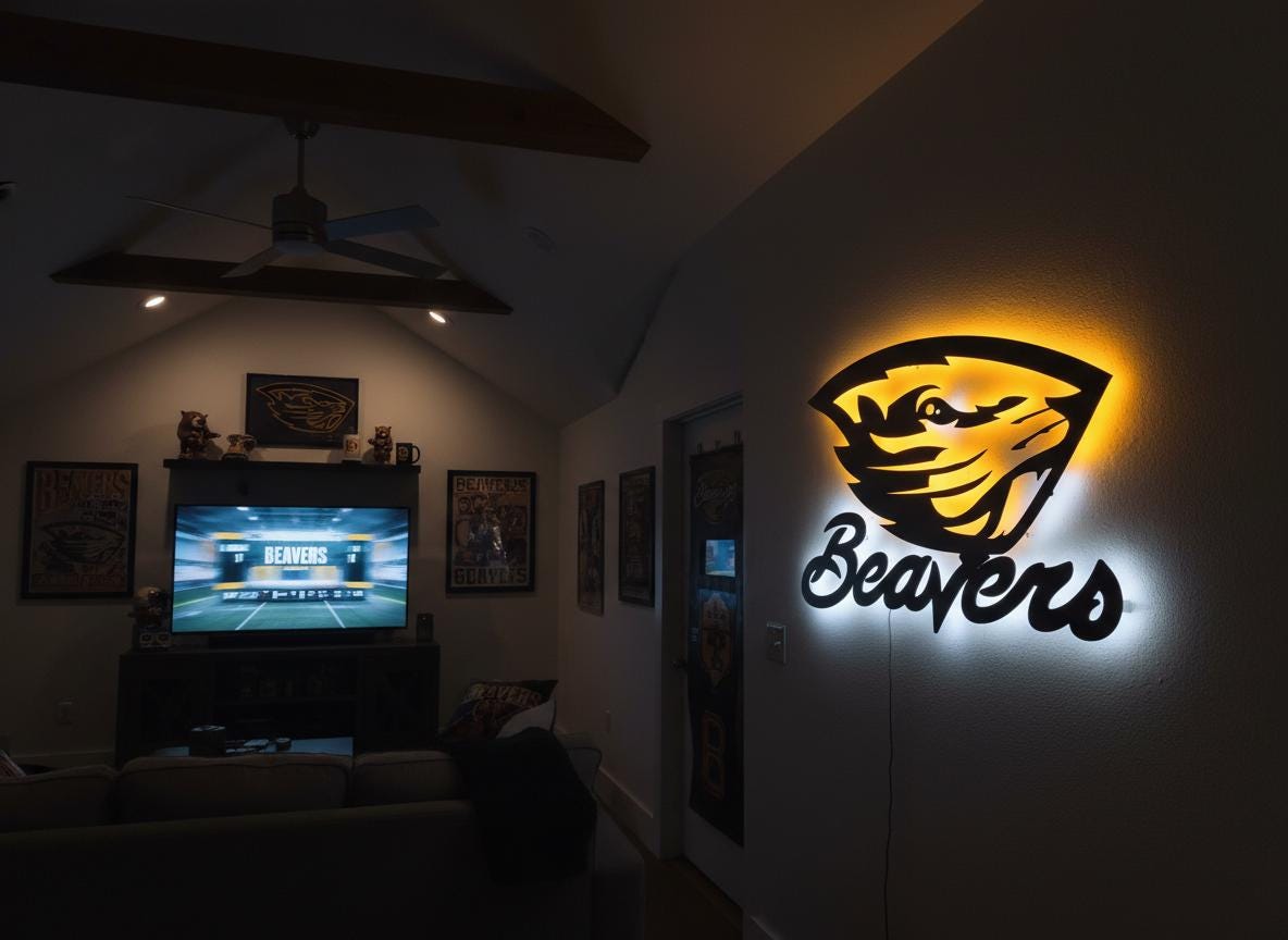 Oregon State Beavers Wall Art - Official OSU Team Logo Game Room Decor