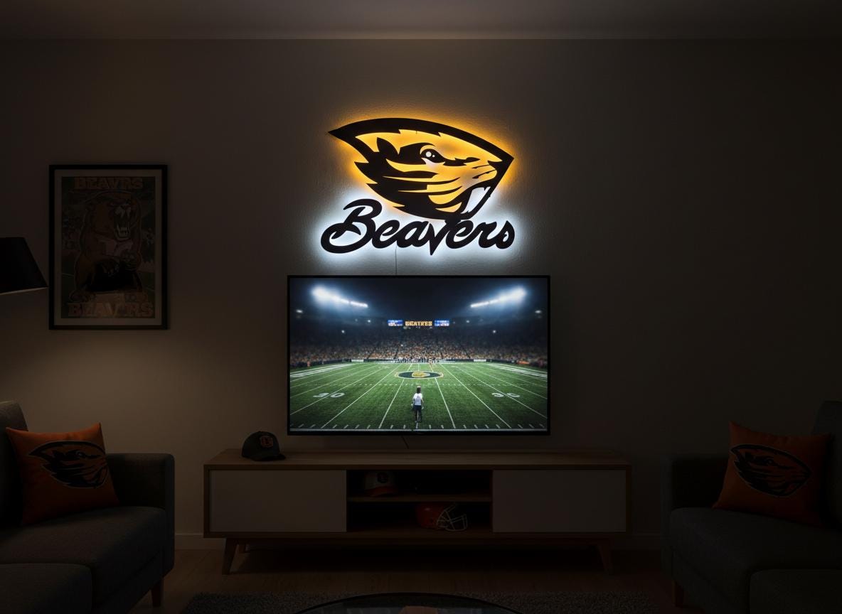 Oregon State Beavers Wall Art - Official OSU Team Logo Game Room Decor