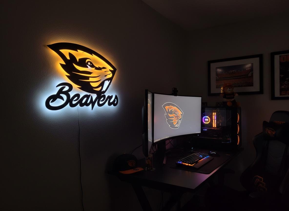 Oregon State Beavers Wall Art - Official OSU Team Logo Game Room Decor