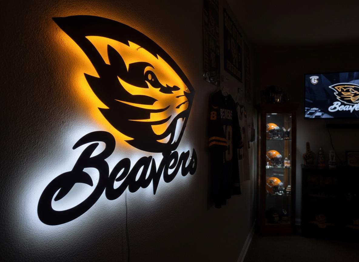 Oregon State Beavers Wall Art - Official OSU Team Logo Game Room Decor