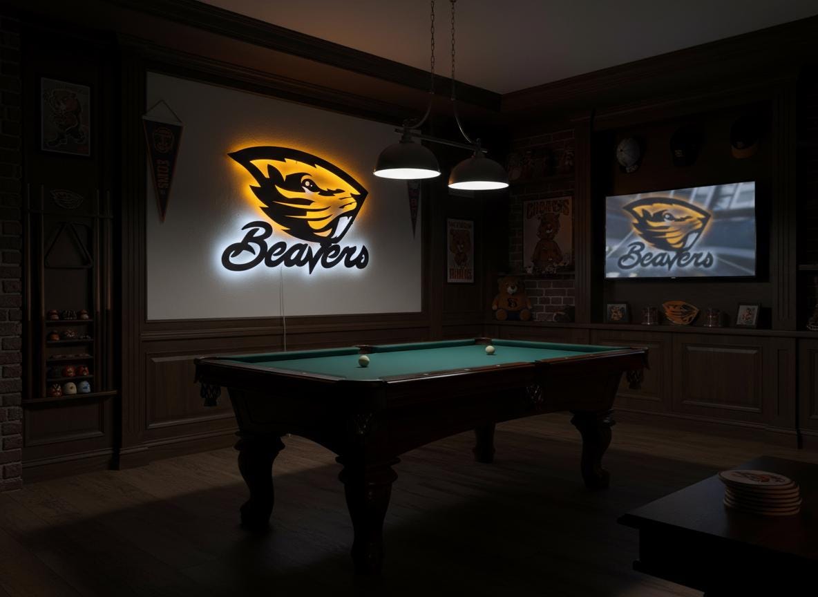 Oregon State Beavers Wall Art - Official OSU Team Logo Game Room Decor