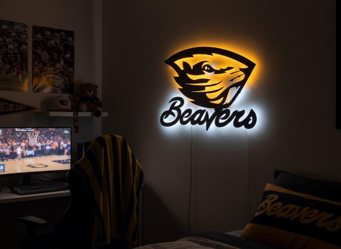 Oregon State Beavers Wall Art - Official OSU Team Logo Game Room Decor