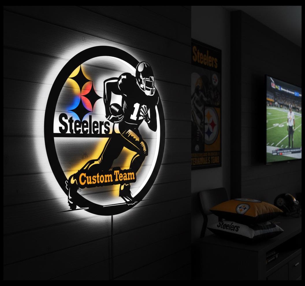 Pittsburgh Steelers Wall Art - Team Logo NFL Decor - Game Room Gift