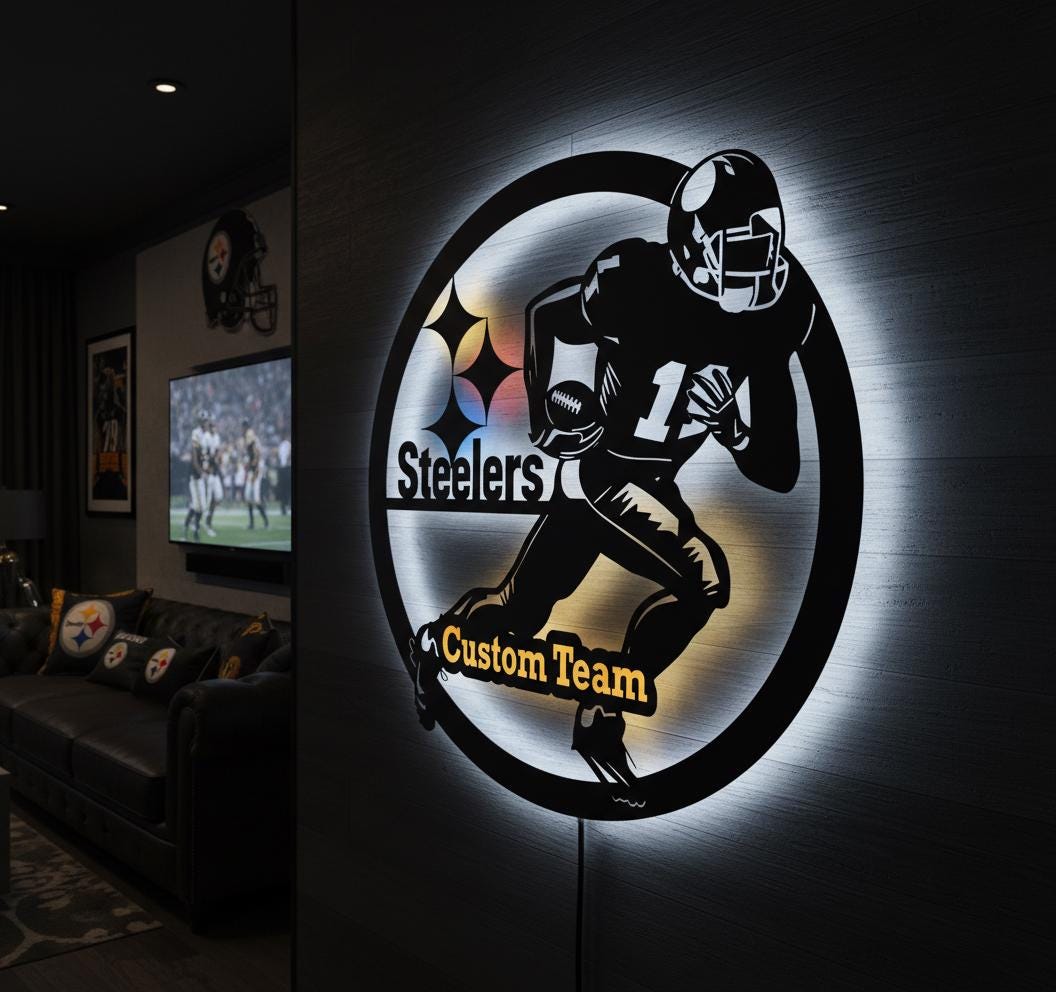 Pittsburgh Steelers Wall Art - Team Logo NFL Decor - Game Room Gift